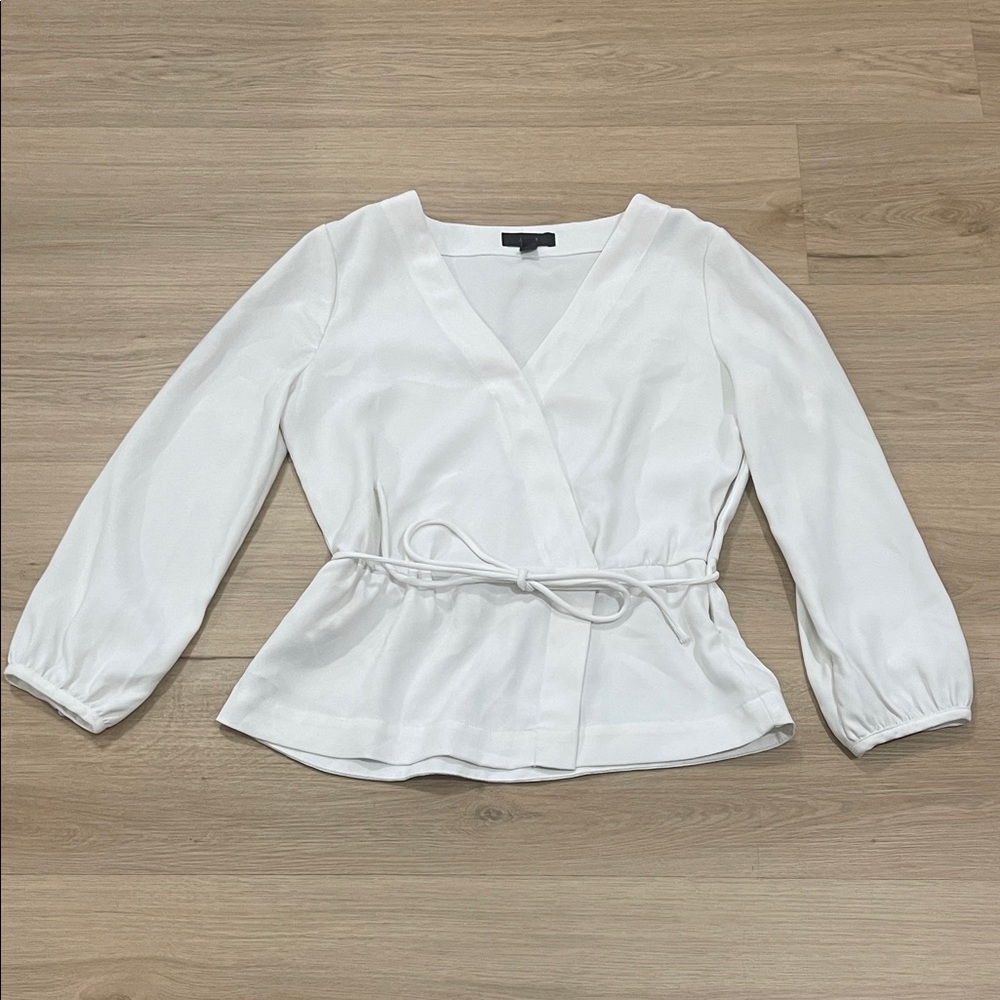 J. Crew White Wrap Blouse